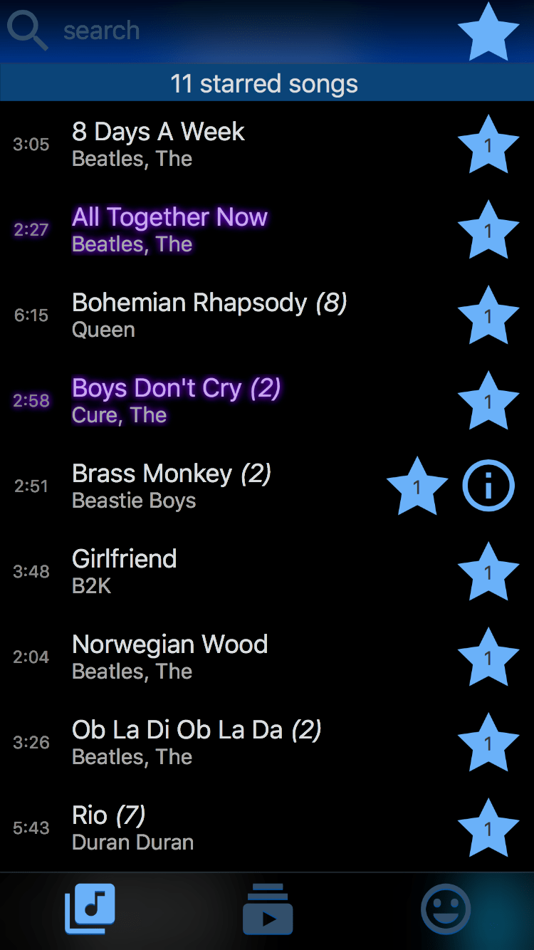 Library search/filter view
